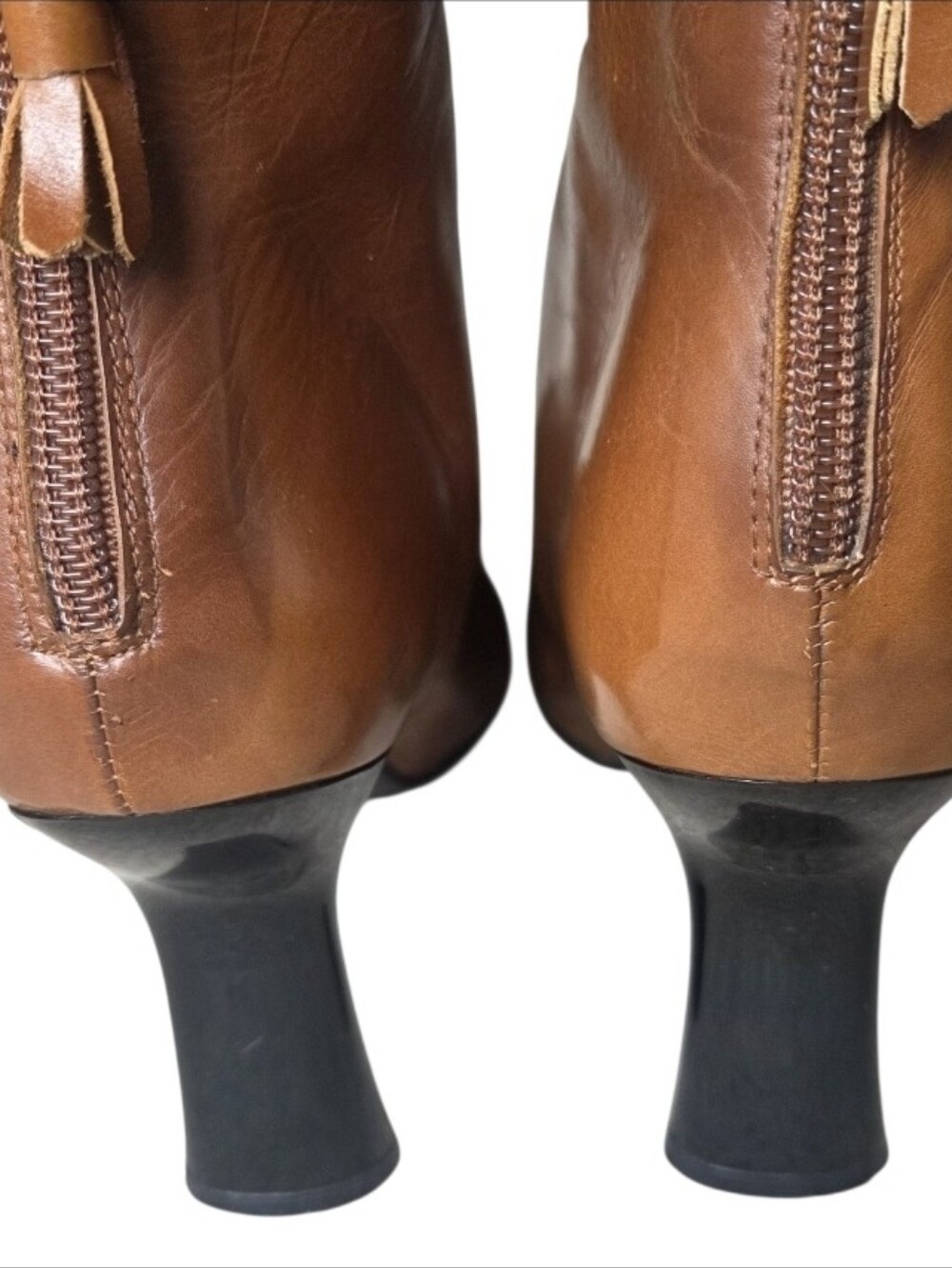 Vintage Y2K Mezlan Brown Leather Healed Square Toe Boots Made In Spain Size 7 - Picture 6 of 16